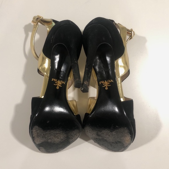 Prada Suede and Metallic Criss Cross Heels - Picture 6 of 8